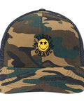 Front view of Vintage Camouflage Trucker Cap For Men And Women With A Soft Feel And Everyday Comfort, Affordable Price, Lightweight Yet Durable.