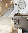 Matte Black Wall Sconces Set Of 2 Vanity Lights For Bathroom And Living Room Modern Wall Mount Fixtures With Frosted Glass Rotary Switch Farmhouse Style Indoor Lighting For Bedroom And Mirror