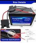 12V 15Ah LiFePO4 Battery With BMS For Solar Marine Camping And Off Grid Power Beefed Up Deep Cycle Life To 2000 Plus Power Wheels And Fish Finder Ready Lightweight Durable High Energy Density Pack, showing size and terminal details.