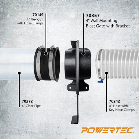 Image showing 4 Inch Wall Mount Blast Gate With Bracket For Dust Collection System Direct Air To Specific Machines