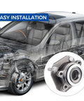 Illustration showing Front Wheel Hub Bearing Assembly Set For Nissan Sentra 2007 Through 2012 2.0L Four Cylinder Engine Direct Replacement Pair