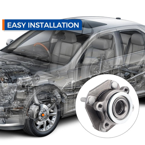 Illustration showing Front Wheel Hub Bearing Assembly Set For Nissan Sentra 2007 Through 2012 2.0L Four Cylinder Engine Direct Replacement Pair