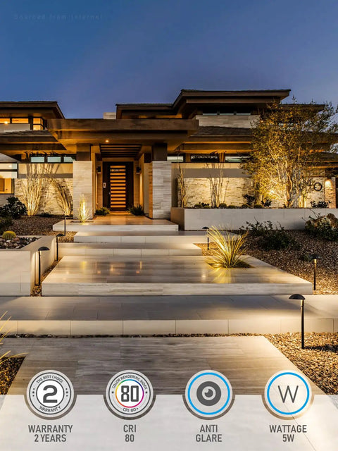 Low Voltage LED Pathway Lights That Really Light Up Walkways And Driveways 5W 12V 400LM Outdoor Landscape Lighting along a modern walkway