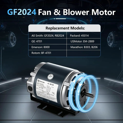 Premium One Quarter Hp Belt Drive Blower Fan Motor With 115 V 1725 Rpm And 48 Frame For Hvac Units featuring multiple model replacements.
