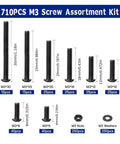 DIYer Friendly 710 Piece M3 Screws Assortment Kit With 8 Lengths 6 8 10 12 16 20 25 30 Mm Cross Pan Head Self Tapping Machine Screws In Stainless Steel Zinc Plated Carbon Steel All In A Handy Sorting Box., M3 screws set with lengths labeled