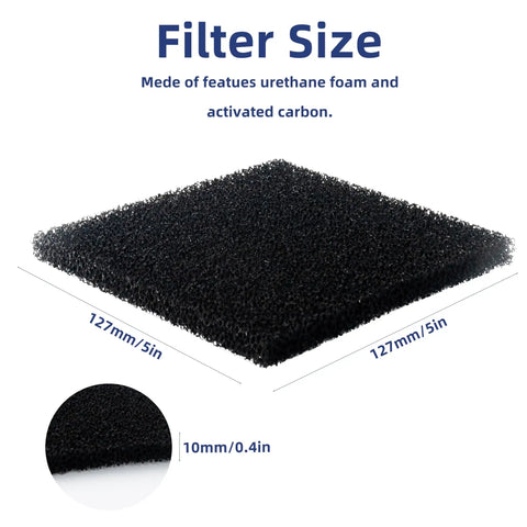 5 Pack Activated Carbon Solder Fume Absorber Filters with dimensions 127mm x 127mm x 10mm 