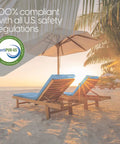 Memory Foam Outdoor Chaise Lounge Cushion With Waterproof And Washable Cover in blue on wooden loungers by the beach
