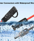 Solar connectors with waterproof rings submerged, part of the Beefy Heavy Duty 10 AWG SAE To Solar Panel Connector Cable 10 ft.