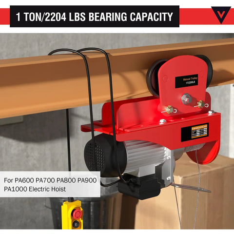 Heavy Duty I Beam Trolley With Dual Track Rollers For I Beams 0.5 Ton Capacity Adjustable Flange Fits 1.57 To 4.64 Inches