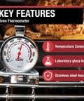 ProAccurate Oven Thermometer With 2 Inch Dial, Stainless Steel Housing, Temperature Zones, Stand Or Hang Design