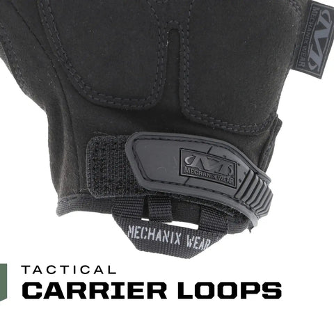 Close-up of Fingerless Tactical Gloves with Impact Protection D3O Palm Padding and TPR Armor showing carrier loops.