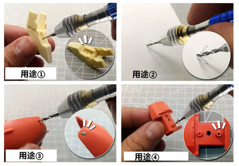 Pin Vise Drill Kit With 16 High Speed Steel Bits for Resin, Wood, Jewelry Making, and Miniatures in use on small models