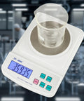 Digital Lab Scale With Zero Point Zero One Gram Precision For Education And Chemistry Labs, Mass Balance Weighing Device with beaker