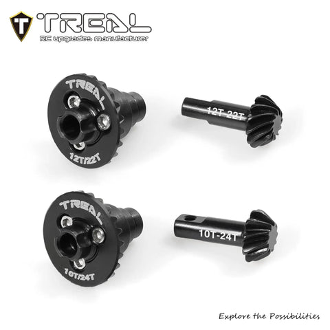 Overdrive Gear Set 22T And 12T And Underdrive Gear Set 24T And 10T For TRX4M RC Crawler Helical Steel Differential Kit