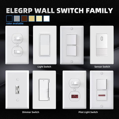 Matte White Single Pole Decorator Light Switch 15 Amp 120 To 277 Volt Easy Install Paddle Rocker Replacement With Self Grounding Residential Grade Wall Plate Included UL CUL 10 Pack, white wall switch set