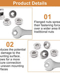 50 Pcs Hex Flange Nuts M10 X 1.25mm Stainless Steel 304 Serrated Flange Lock Nuts Bright Finish Deep Full Thread Heavy Duty for Auto Marine and DIY Projects, shown with wrench