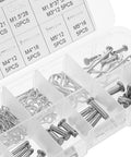 Assorted Safety Cotter Pin Kit 100 Pcs For Quick Install And Easy Removal Carbon Steel Silver Pins Includes Variety Of Pin Types For Auto Hitch Clips Heavy Duty And Rust Resistant Outdoor Ready, divided organizer box