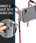 Walker Tray For Rollator And Standard Walkers, Folding Tray Table With Two Cup Holders, Tool Free Assembly, Fits Most Walkers About 18 Inches Wide