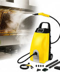 Heavy Duty Portable Steam Cleaner With Super Fast 40 Second Heat Up And 150 Degree High Temp Output For Tough Grease Removal, yellow design.