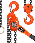 6 Ton Manual Lever Chain Hoist With 20 Ft Lift Height Heavy Duty Come Along Winch Dual Pawl Brake, orange body, black chain