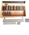 Broach Set 18pc HSS Metric 12 To 28 Cutting Broaching Kit With Collared Bushings And Shims open in wooden box