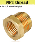 Brass pipe reducer adapter, 3/4 in MNPT to 1/4 in FNPT, hex body