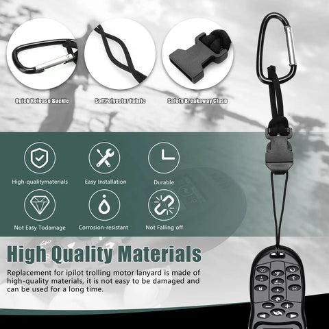 Remote Trolling Motor Lanyard With Carabineer For iPilot Remote Compatible With iPilot 1.6 And 3.0 Remotes Essential Boat Accessory To Keep Your Console Remote Safe Secure And Ready On The Water