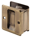 Solid Brass Pocket Door Pull With Antique Brass Finish, Reversible Edge Mount, Hidden Flush Pull, Built Tough For 1 3/8 Inch Or 1 3/4 Inch Pocket Doors, Left Or Right Sliding, Single Pack