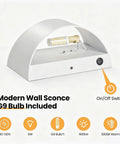 LED Wall Sconces Hardwired with On/Off Switch, Modern Wall Light, White, featuring G9 bulb and built-in switch.
