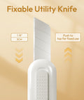 Close-up of a 1.18 inch utility knife from All In One Window Tint Kit For Easy Car Tinting With A Suede Squeegee Utility Knife And 120ml Spray Bottle Included For Privacy Film And Window Wallpaper Install And A Pro Grade Finish against a beige background.