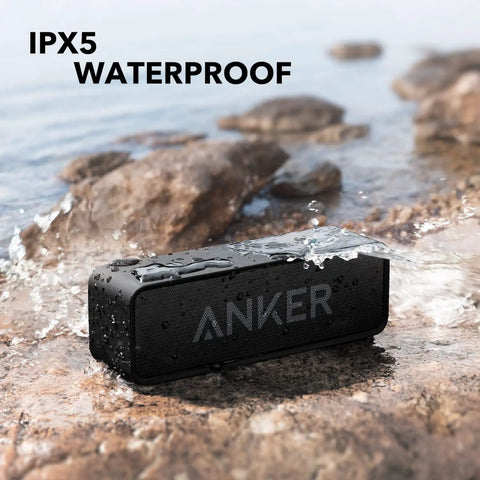 Upgraded Bluetooth Speaker With IPX5 Waterproof, Rich Stereo Sound, Deep Bass, And 24 Hour Playtime, wet on rocks