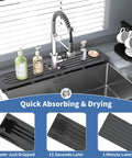 Premium Stone Faucet Mat For Kitchen Sink Heavy Duty Water Absorbing Splash Guard near faucet with quick drying feature.