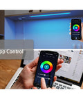 Smart Under Cabinet Lighting Kit Hardwired Or Plug In 12 Inch With White To Color Ambiance, app control on smartphone screen.