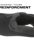 Close-up of FastFit Work Gloves With Anti Slip Grip Abrasion Resistant showing LockRing thumb reinforcement, Large Black.