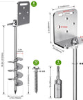 Diagram of 6 Pack 18 Inch Screw In Ground Anchors For Trampolines And Outdoor Play Equipment with measurements and L bracket