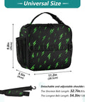 Green Lightning Bolts Insulated Lunch Bag For Kids, Women, And Men, Portable Cooler Tote With Shoulder Straps, 11.2in x 9.8in x 3.5in