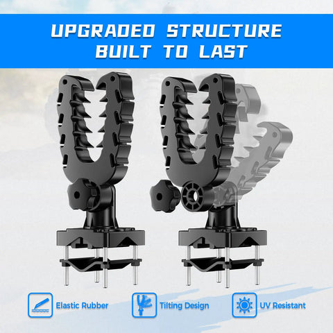 ATV Tool Holder With Rubber Coated Nylon Core, Tilt To 45 Degrees, showing tilting design and rubber grips