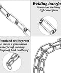 Close-up of the heavy duty bike chain lock with case-hardened steel showcasing the welding interface and galvanized waterproof coating.
