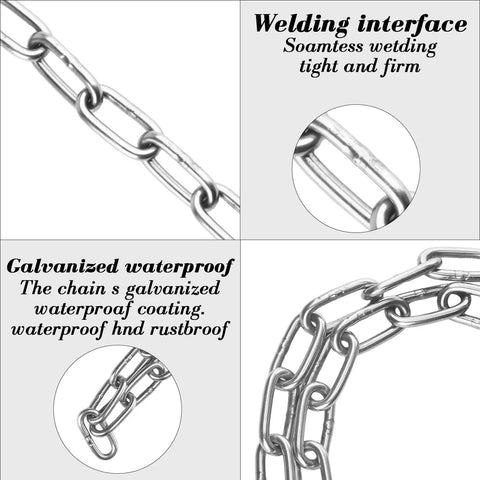 Close-up of welding interface and waterproof coating on Two 40 Inch Stainless Steel Security Chain Locks With Anti Cut Padlock And Four Keys