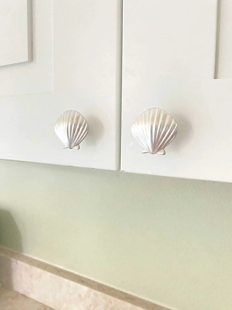 Coastal Seashell Cabinet Knobs Set Of 2 Small Pewter Hardware For Cabinets And Drawers Add Island Vibe And Ocean Charm