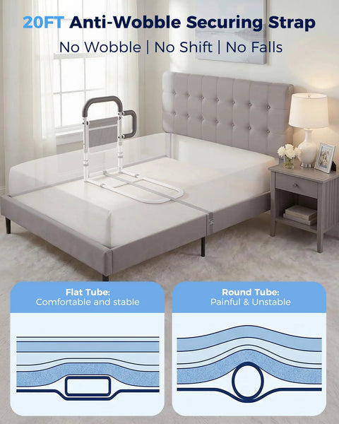 Senior Bed Rail With Dual Non Slip Handles And Storage Pouch Safe Bed Cane For Elderly And Post Surgery Recovery Reduces Falls