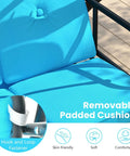 Removable cushion on Three Seat Outdoor Porch Swing 2 In 1 Swing Glider With Adjustable Canopy Weatherproof Fabric, turquoise color.