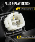 Close-up of AC CDI Box For GY6 50cc To 150cc Engines Plug And Play Direct Replacement Waterproof Ignition Module with 6-pin connector.