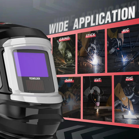 True Color Auto Darkening Welding Helmet With Big 4 By 3.7 Inch Viewing Window Solar Powered 4 Sensor Protection Adjustable Headband Wide Shade Range 4/5-9/9-13 For TIG MIG MMA Plasma And Grinding
