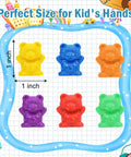 Hella Cool Big Time 120 Piece Math Manipulatives Counting Bear Set With Vibrant Six Color Blocks arranged, 1 inch size for kids.