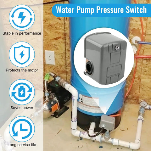 Well Pump Pressure Switch with Adjustable Differential 30 to 50 Psi, 1/4 Inch Female NPT, low pressure cutoff in system setup