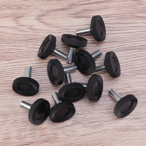 Badass Heavy Duty Adjustable Furniture Levelers With Tee Nuts Kits Black Steel And Rubber Pads For Killing Wobble On Cabinets Tables Chairs Workbenches Quick Setup, black rubber pads with steel screws.