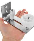 Sliding Barn Door Floor Guide With Wall Mount Track Hardware, Heavy-Duty Double Wheel Rubber Stopper Prevents Swing And Wall Damage