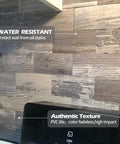 New Upgrade Peel And Stick Backsplash Tiles Light Rustic Wood Grain 11.34 By 11.57 Inches 0.16 Inch thick showing texture and water resistance