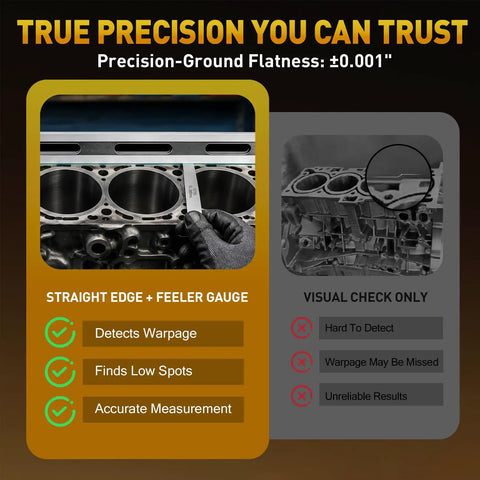 Pro Machinist Straight Edge And Feeler Gauge For Engine Block Inspection checking cylinder head flatness and warpage